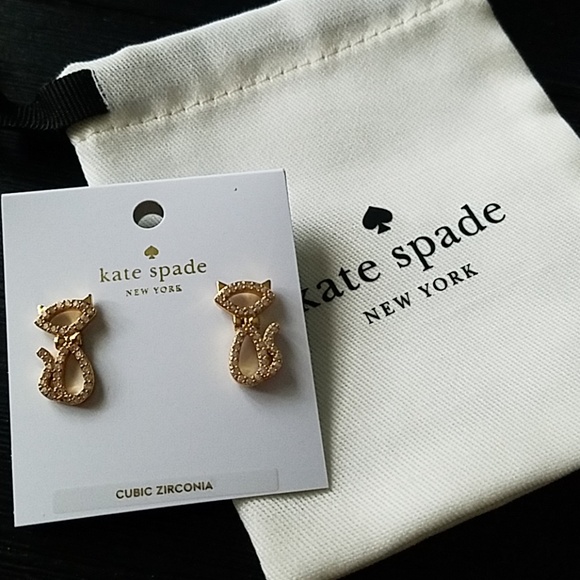kate spade Jewelry - NWT Gold Cat Earrings